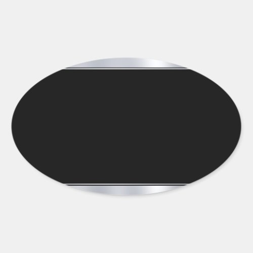 Add Your Text Blank Template Faux Silver Black Oval Sticker