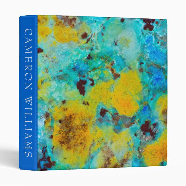 Add Your Text | Blue Chrysocolla Jasper 3 Ring Binder (Front/Spine)