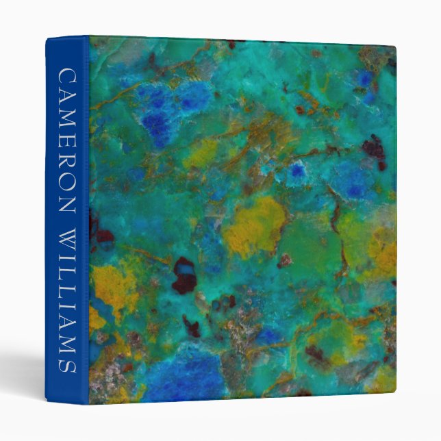 Add Your Text | Blue Cliff Chrysocolla 3 Ring Binder (Front/Spine)