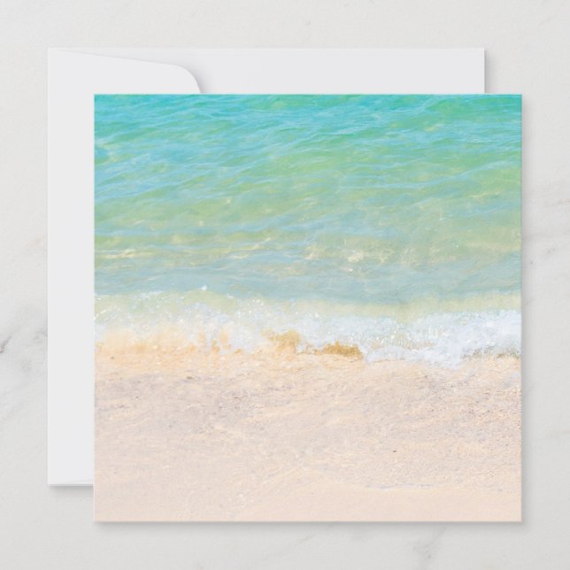 Add Your Text Blue Sea Waves Seaside Beach Sand Note Card (Front)