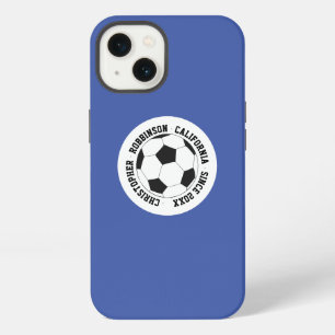 Add your text blue soccer iPhone 13 case