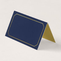 Add Your Text Blue with Faux Gold Classic Border Place Card