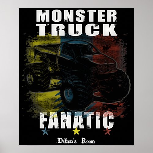 ADD YOUR TEXT BOYS ROOM MONSTER TRUCK POSTER