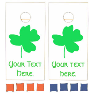 Add Your Text, Bright Green Shamrock Painting Cornhole Set