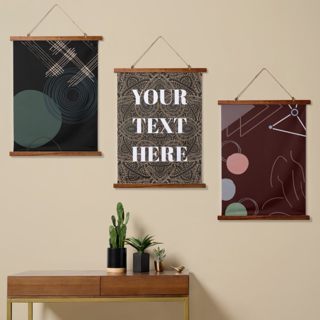 Add Your Text, Brown Green Artist  Hanging Tapestry (Asymmetrical)