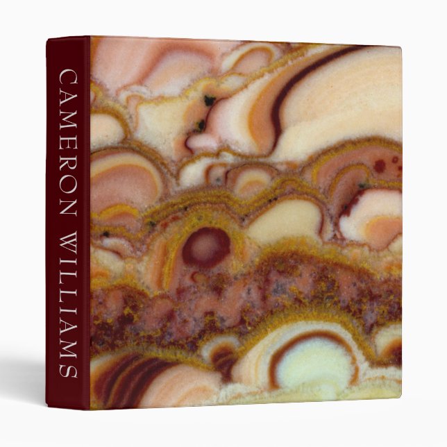 Add Your Text | Circle Pattern Of Onyx Stone 3 Ring Binder (Front/Spine)