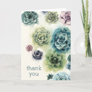 Add Your Text Cluster of Succulents Letterpress Thank You Card