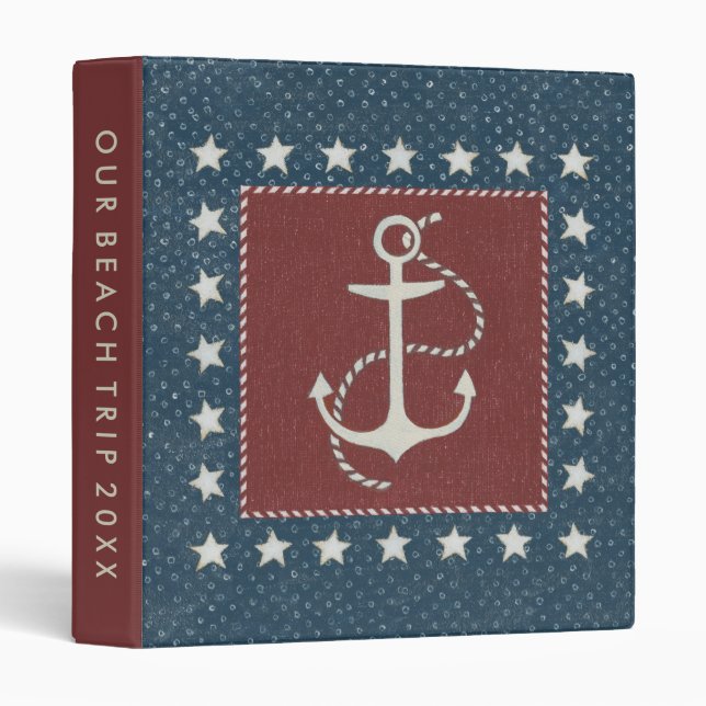 Add Your Text | Coastal Art | Anchor on Red Binder (Front/Spine)