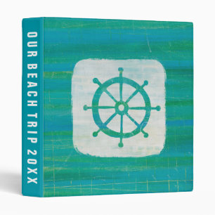 Add Your Text Coastal Art Aqua Steering Wheel 3 Ring Binder
