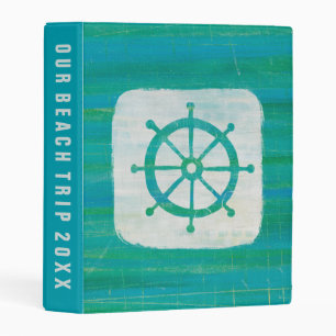 Add Your Text Coastal Art Aqua Steering Wheel Mini Binder