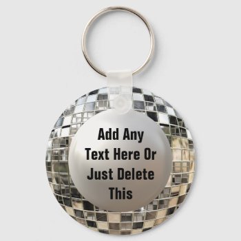 Add Your Text Cool Disco Mirror Ball Keychain by MetalShop at Zazzle