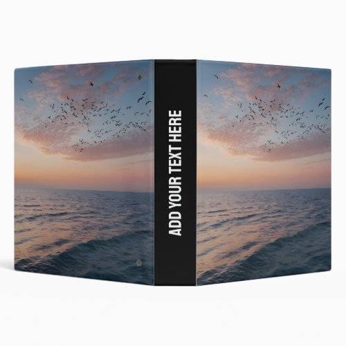 Add Your Text Custom Photo Album Ocean Wave Travel 3 Ring Binder