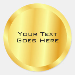 Add Your Text Custom Template Faux Gold Classic Round Sticker