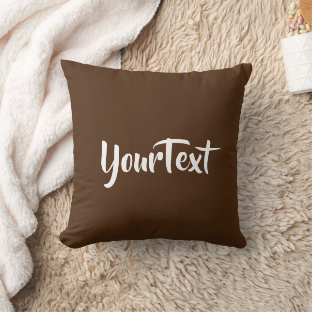 Add Your Text Elegant Modern Brown Template Throw Pillow (Blanket)
