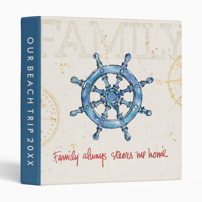 Add Your Text | Family Always Steers me Home 3 Ring Binder (Front/Spine)