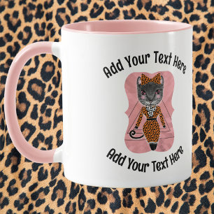 Add Your Text Fancy Boss Lady Cat Coffee Mug
