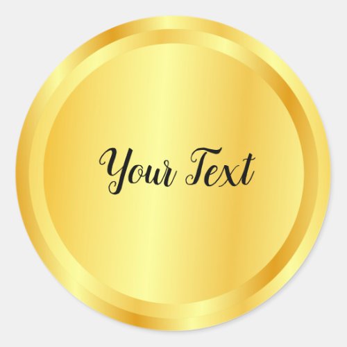 Add Your Text Faux Gold Blank Glamour Template Classic Round Sticker