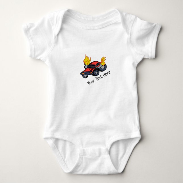 Add Your Text Flaming Car Baby Bodysuit (Front)