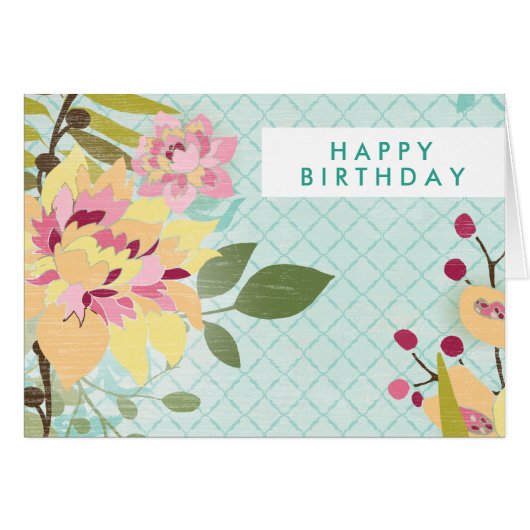 Add Your Text | Floral Garden, Blue Background (Front Horizontal)