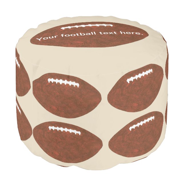 Add your text, Football footballs sports pouf (Angled Back)