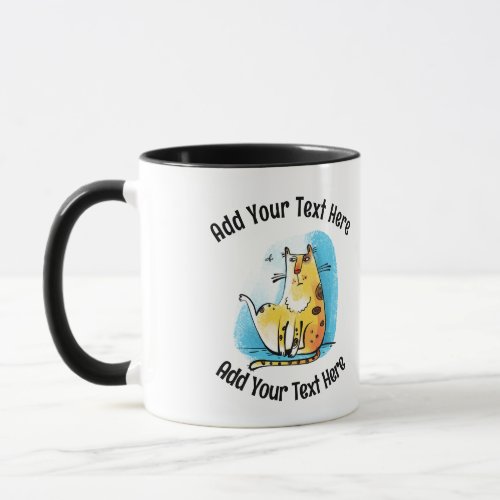 Add Your Text Funny Washing Cat Coffee Mug