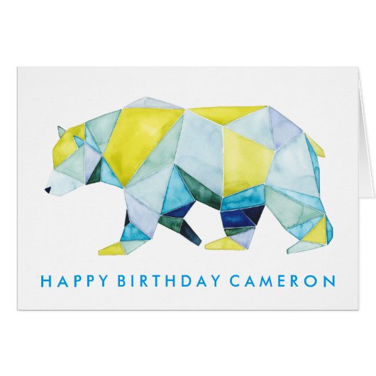 Add Your Text | Geometric Bear Animal Cards (Front Horizontal)