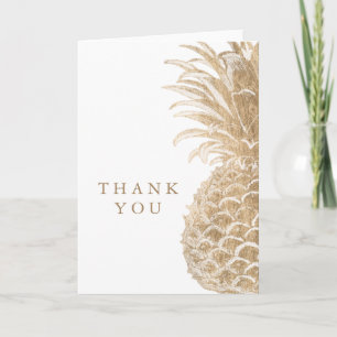 Add Your Text   Gold Tropical Pinneapple Letterpress Thank You Card