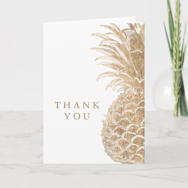 Add Your Text | Gold Tropical Pinneapple Thank You Card (Front)