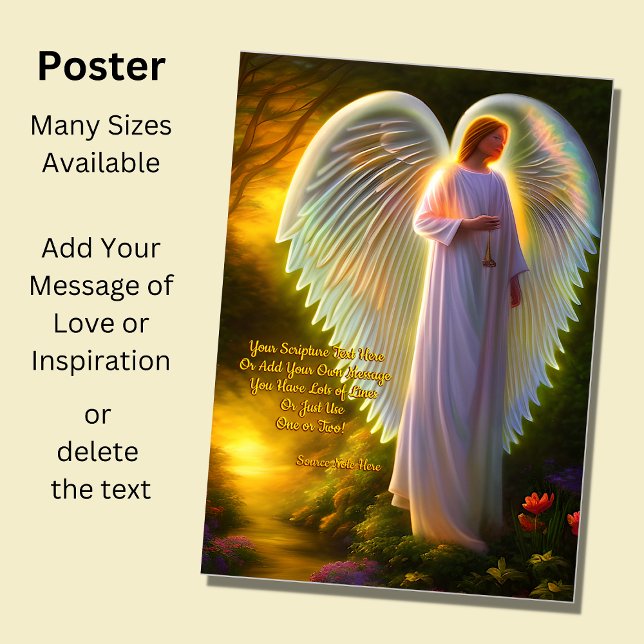 Add Your Text, Guardian Angel Shimmering Wings     Poster (Creator Uploaded)