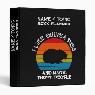 Add Your Text, Guinea Pig on Red Blue Sunset 3 Ring Binder
