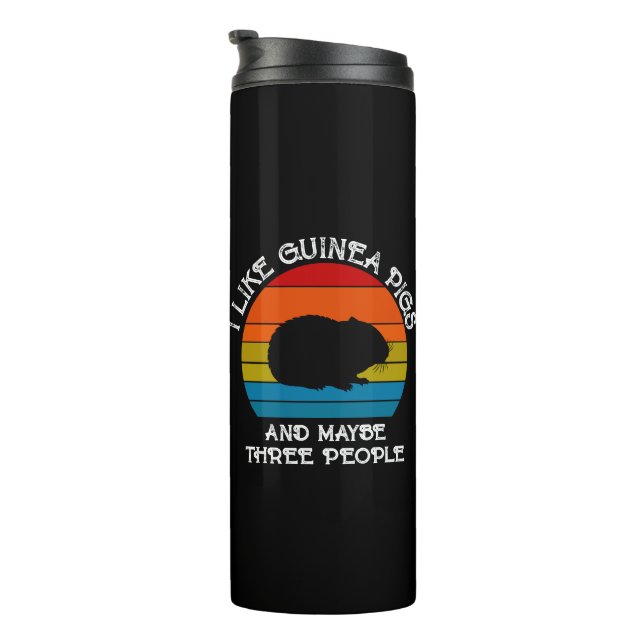 Add Your Text, Guinea Pig on Red Blue Sunset  Thermal Tumbler (Rotated Right)