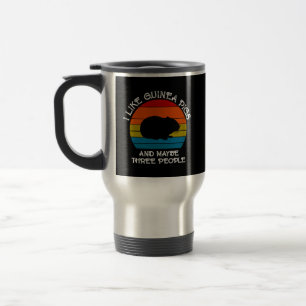 Add Your Text, Guinea Pig on Red Blue Sunset Travel Mug