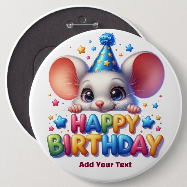 Add Your Text /Happy Birthday  Button (Front & Back)