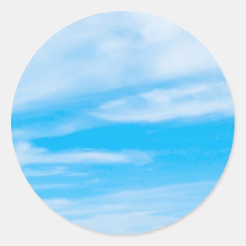 Add Your Text Here Blue Sky Clouds Nature Template Classic Round Sticker