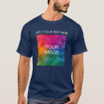 Add Your Text Image Logo Photo Template Men's T-Shirt<br><div class="desc">Add Your Text Image Logo Photo Template Men's Navy Blue Basic Dark T-Shirt.</div>