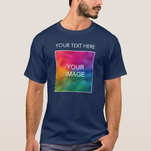 Add Your Text Image Logo Template Mens Navy T_Shirt