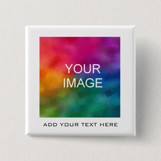Add Your Text Image Photo Business Logo Template Button (Front)