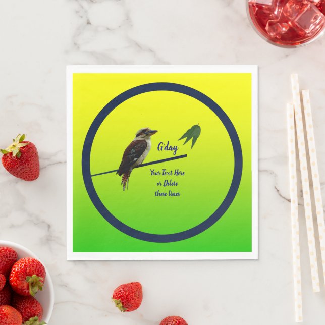 Add Your Text, Kookaburra Australian Party  Napkins (Insitu)
