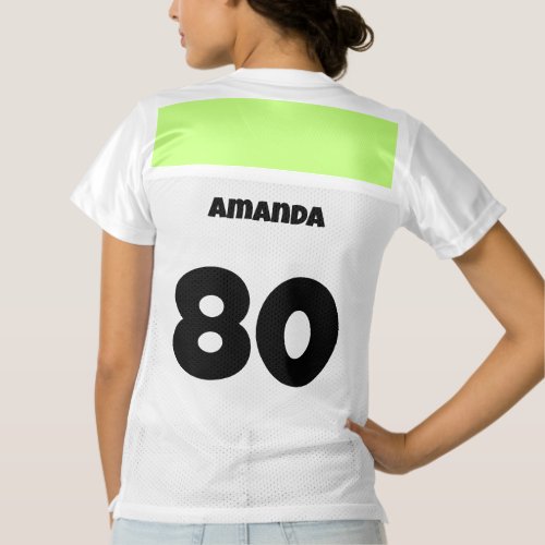 Add your text l Sport team l White and green Womens Football Jersey