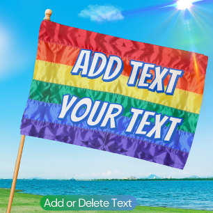 Add Your Text LGBTQ Gay Pride Personalized Rainbow House Flag