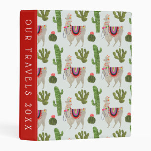Add Your Text Llamarama Collection Cactus & Ll Mini Binder