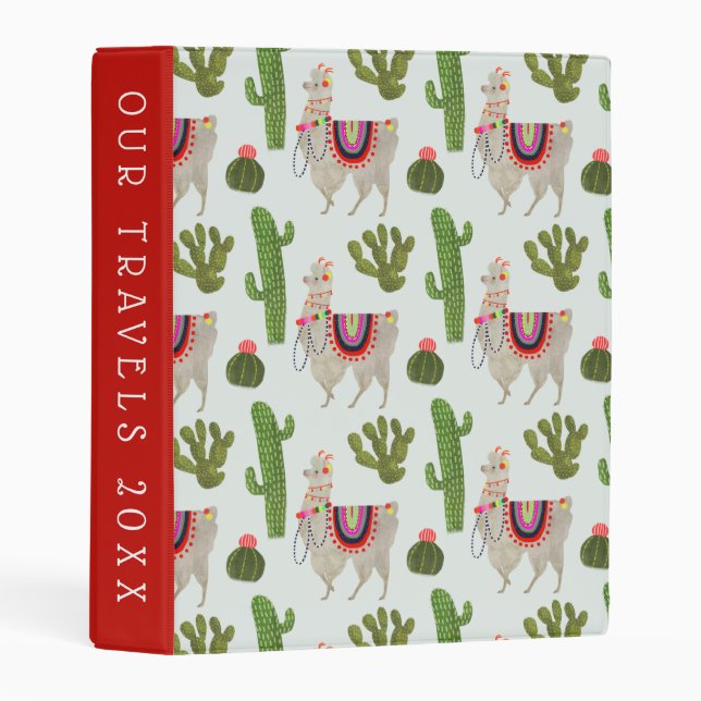 Add Your Text | Llamarama Collection | Cactus & Ll Mini Binder (Front/Spine)