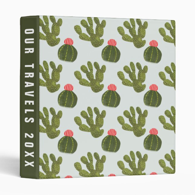 Add Your Text | Llamarama Collection | Cute Cactus 3 Ring Binder (Front/Spine)