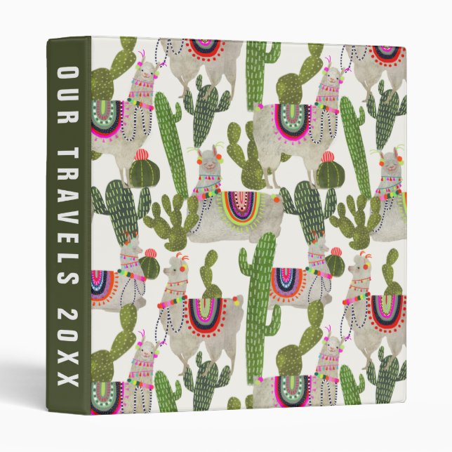 Add Your Text | Llamarama Collection Pattern 3 Ring Binder (Front/Spine)