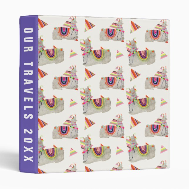 Add Your Text | Llamarama Collection Pattern II 3 Ring Binder (Front/Spine)