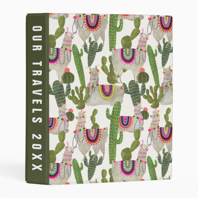 Add Your Text | Llamarama Collection Pattern Mini Binder (Front/Spine)