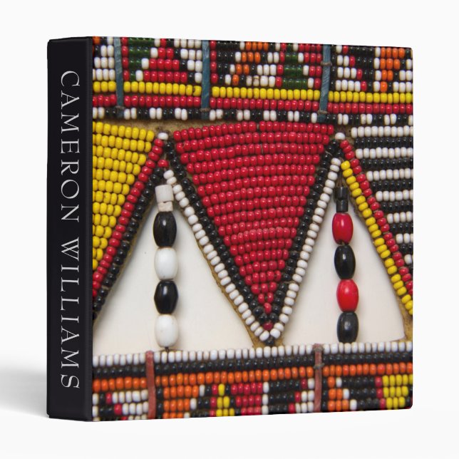Add Your Text | Maasai Tribal Beadwork 3 Ring Binder (Front/Spine)