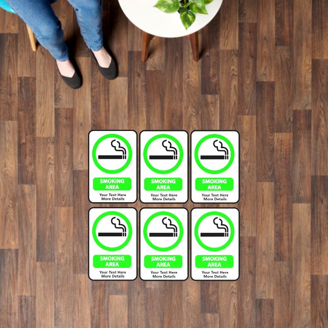 Add Your TEXT Message, Green "Smoking Area" Sign 6 Floor Decals (Floor)