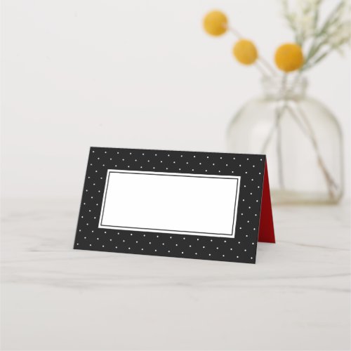 Add Your Text Modern Black and White Polka Dot Place Card