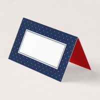 Add Your Text Modern Blue and White Polka Dot Place Card